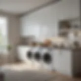 Elegant white hanging cabinets enhancing a modern laundry room